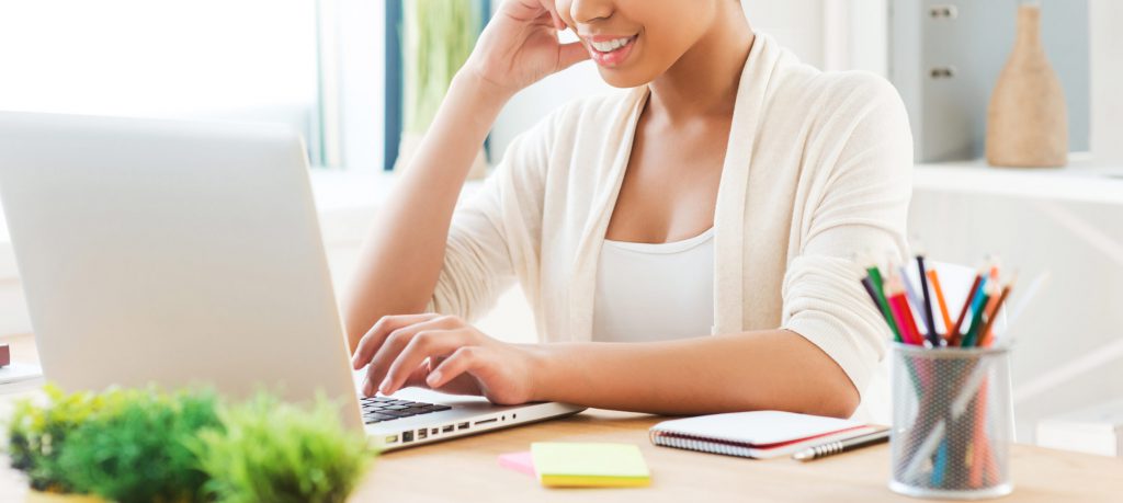 woman working on laptop